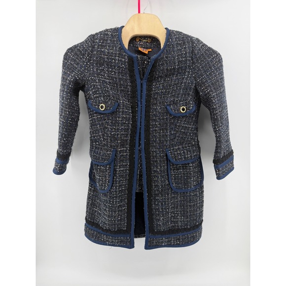Tory Burch Jackets & Blazers - Tory Burch Annabelle Coat Size 8 Navy tweed wool blend